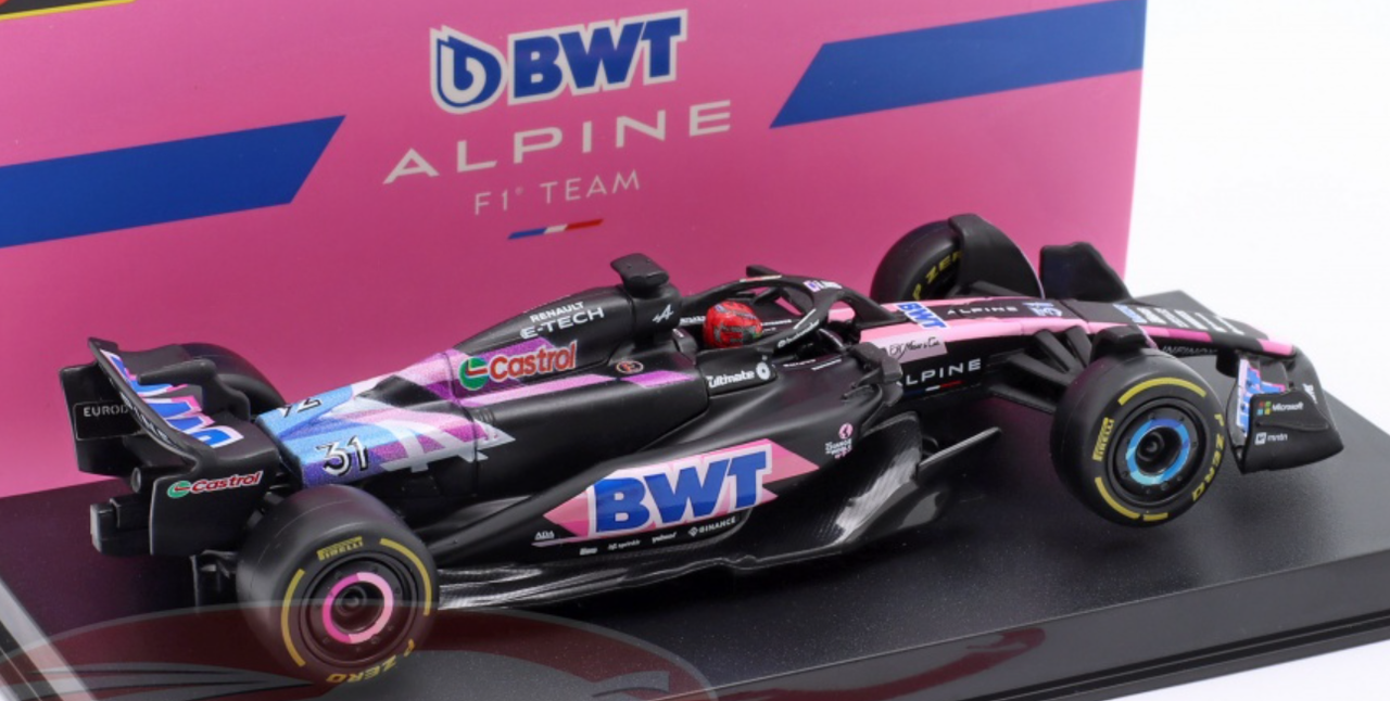 1/43 BBurageo 2024 Formula 1 Esteban Ocon Alpine A524 #31 Car Model with Driver Figure