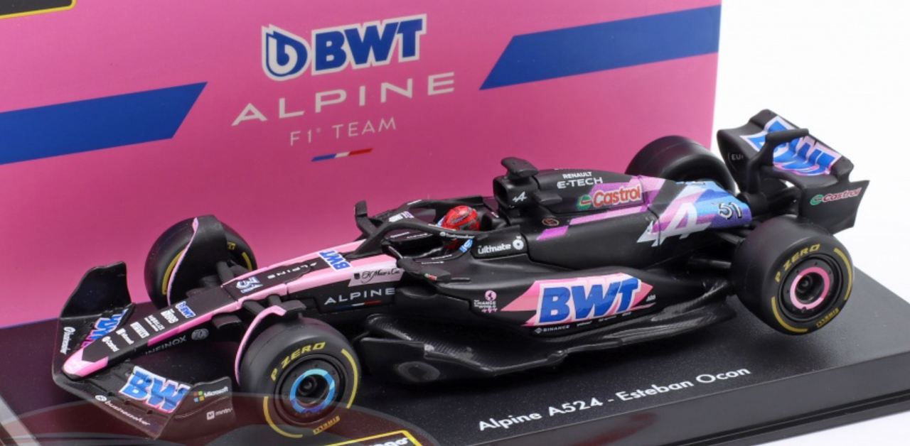 1/43 BBurageo 2024 Formula 1 Esteban Ocon Alpine A524 #31 Car Model with Driver Figure