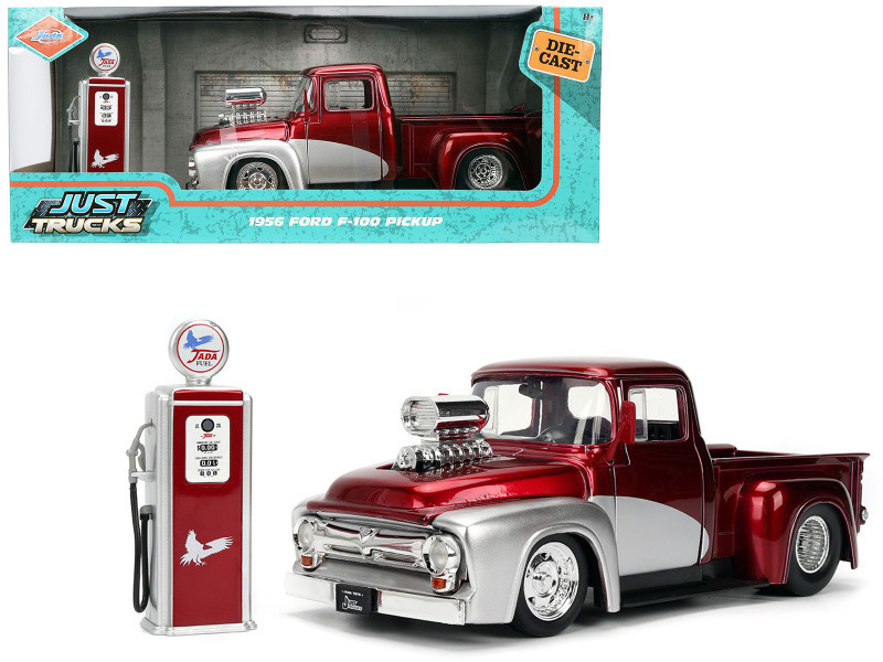【廃番】1956 Ford F-100 レッド　Jada 1/24 1956 Ford F-100 Pickup Truck Red Metallic with Silver Accents and