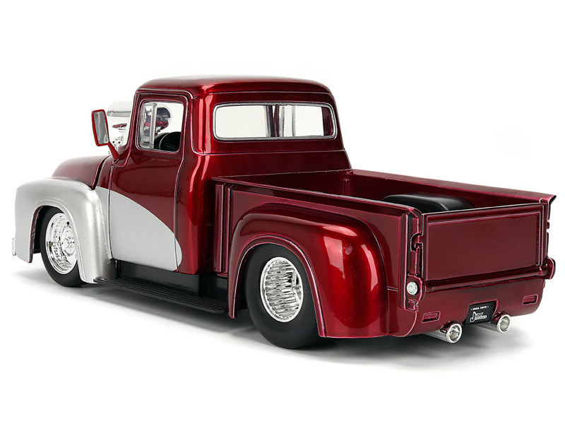 1956 Ford F-100 Pickup Truck Red Metallic with Silver Accents and
