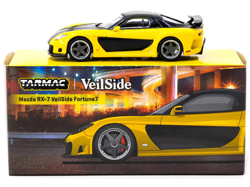 GTR スープラ RX-7 VeilSide 1/64 ミニカー 5台セット 1/64 Tarmac Works Mazda RX-7 VeilSide Fortune7 (Yellow & Black