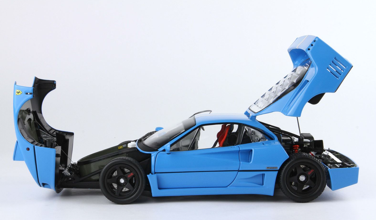 1/18 BBR & Kyosho Ferrari F40 (Azzurro Blue with Italian Tricolor Stripe & Black Rims) Diecast Car Model Limited 54 Pieces