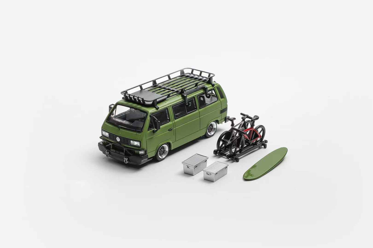 1/64 Mortal Volkswagen VW T3 Bus Lowrider (Army Green) Diecast Car