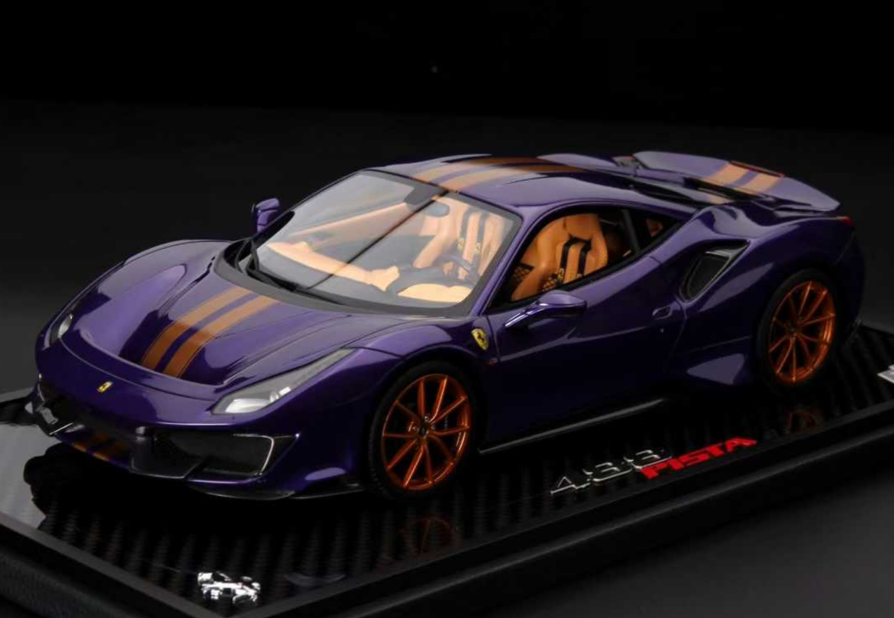 1/18 BBR Ferrari 488 Pista (Metallic Purple) Car Model Limited 30 Pieces