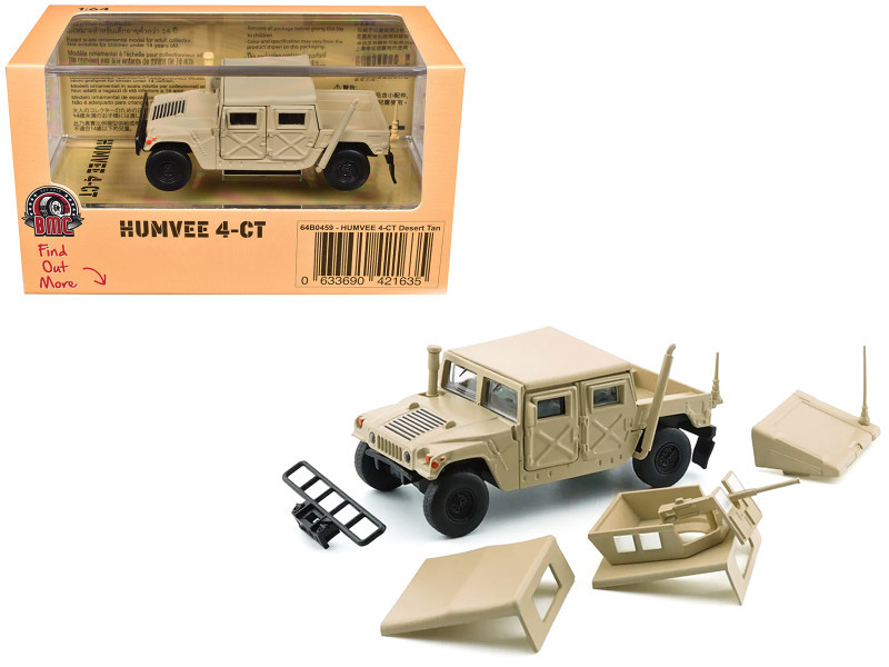 1/64 BMC Hummer Humvee 4-CT (Desert Tan Yellow) Diecast Car Model