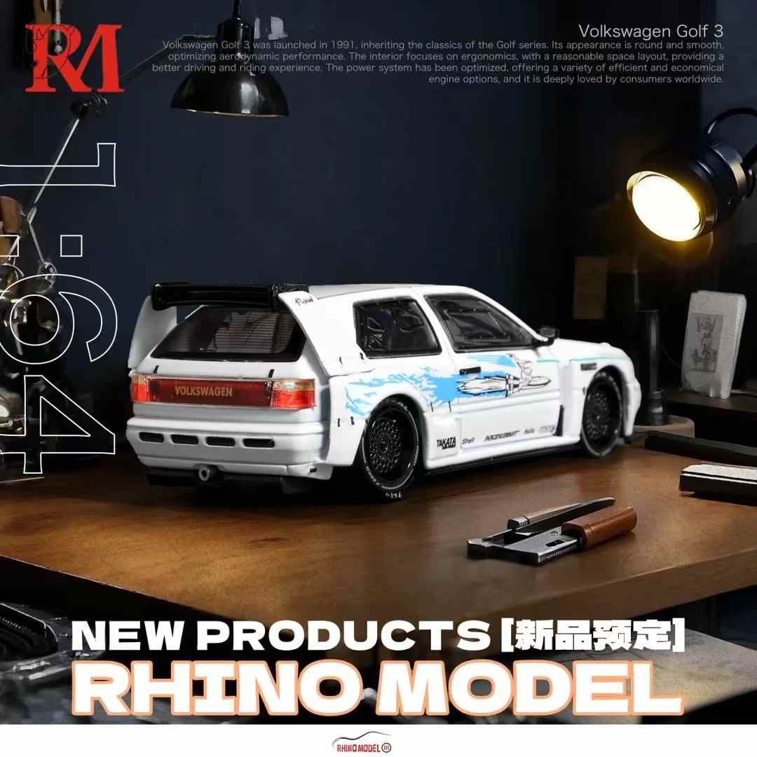 Rhino Models 1/64 VW ゴルフ MK3 NASA 1/64 Rhino Model Volkswagen Golf MK3 (White) Diecast Car Model