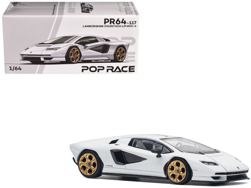 B Lamborghini Countach LPI 800-4 White with Carbon Accents 1/64