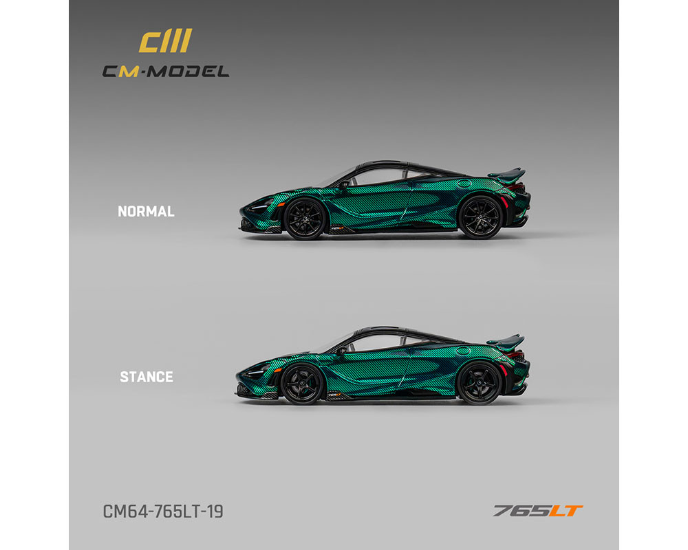 1/64 CM Model McLaren 765LT (Chrome Green Full Carbon) Diecast Car