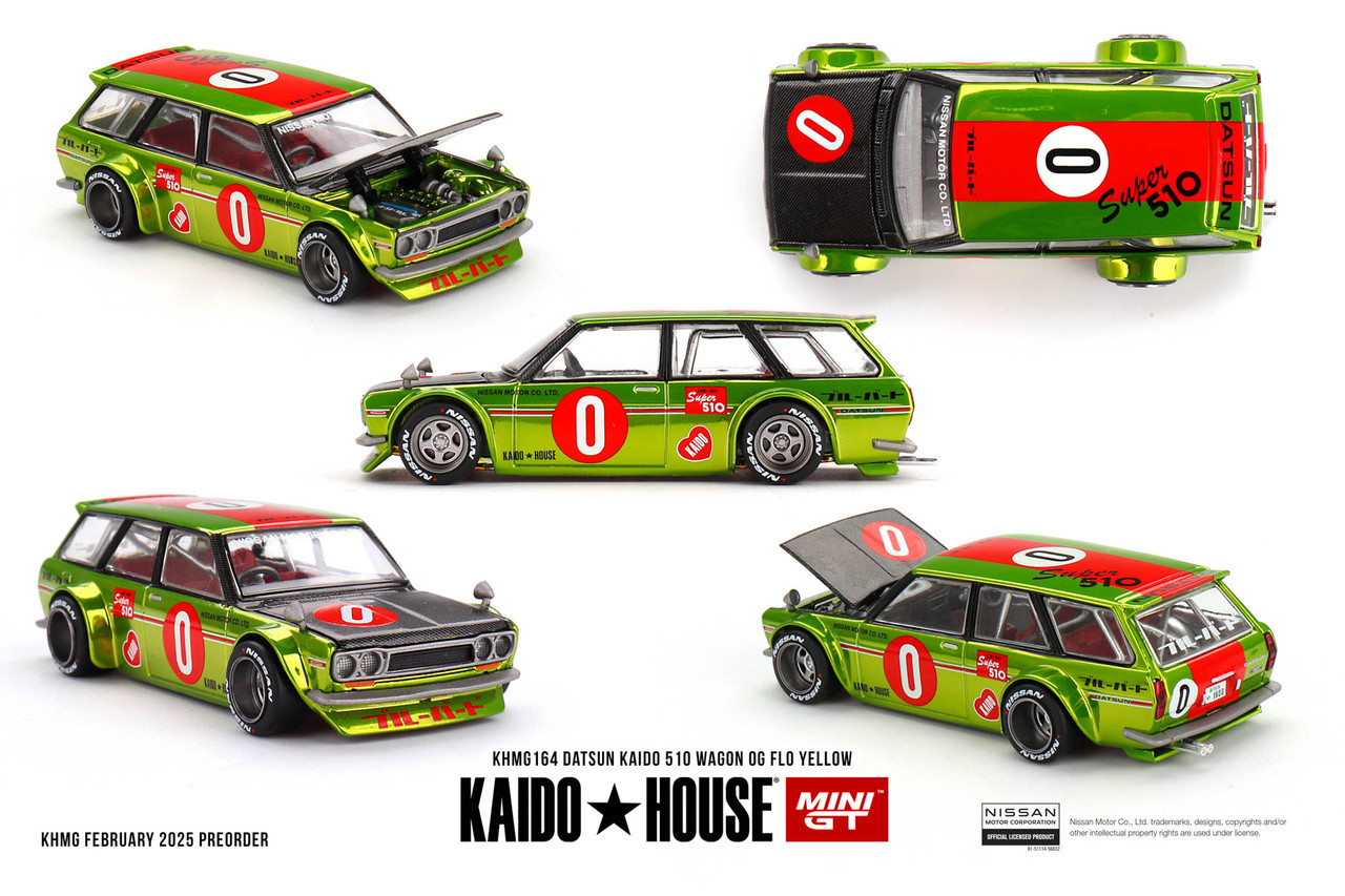 1/64 Kaido House Datsun KAIDO 510 Wagon OG Flo Yellow Diecast Car