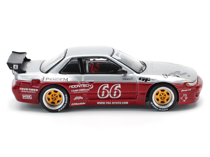 1/64 Poprace Pandem Nissan Silvia S13 (Moontech Red) Diecast Car