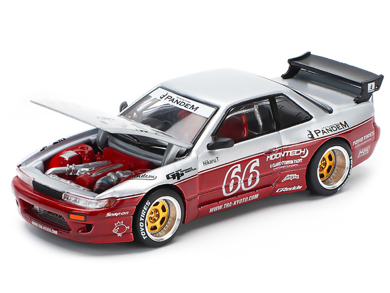 1/64 Poprace Pandem Nissan Silvia S13 (Moontech Red) Diecast Car