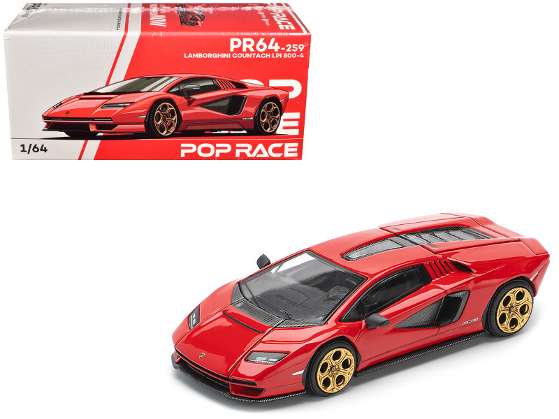 1/64 Poprace Lamborghini Countach LPI-800 (Rosso Red) Diecast Car