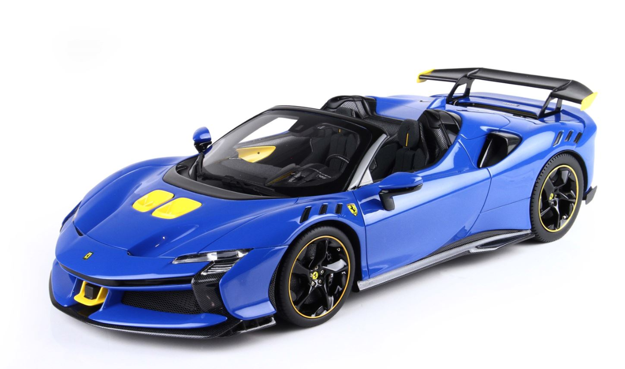 1/12 BBR Ferrari SF90XX Stradale Spider (Dino Blue with Yellow Accent) Car Model