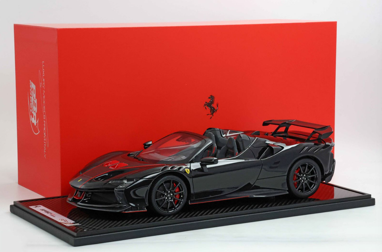 1/12 BBR Ferrari SF90XX Stradale Spider (Nero Daytona Black Carbon with Red Accent) Car Model