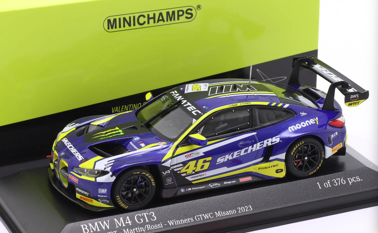 1/43 Minichamps 2023 GTWCE Misano Winner BMW M4 GT3 Team WRT M.Martin, V. Rossi Car Model