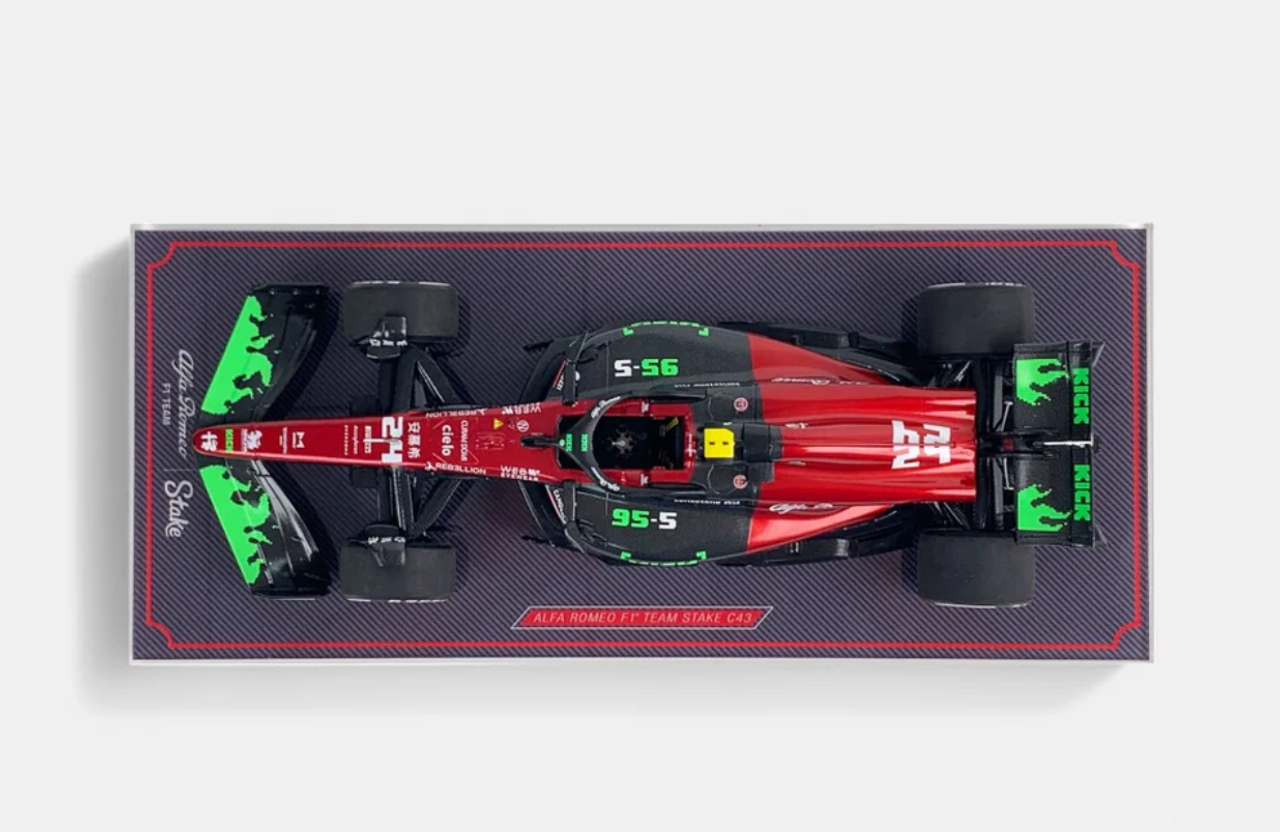 1/18 NZG 2023 Formula 1 Alfa Romeo C43 Belgium GP #24 Zhou Guanyu Car Model