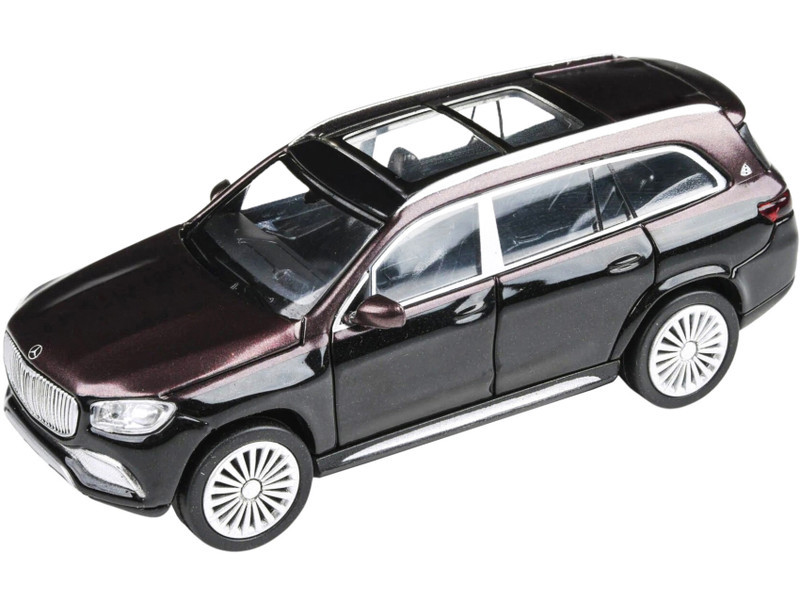 DAMAGED AS-IS 1/64 Paragon Mercedes-Maybach GLS 600 with Sunroof Rubellite Red and Obsidian Black Metallic Diecast Car Model