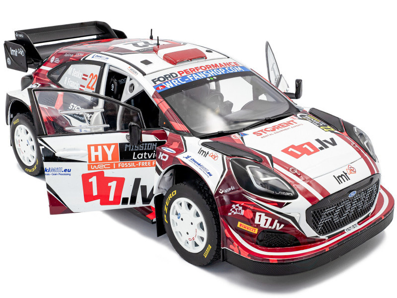 1/18 Solido 2024 Ford Puma Rally1 Hybrid White #22 M.Sesks, R.Francis Tet Rally Latvia Diecast Car Model