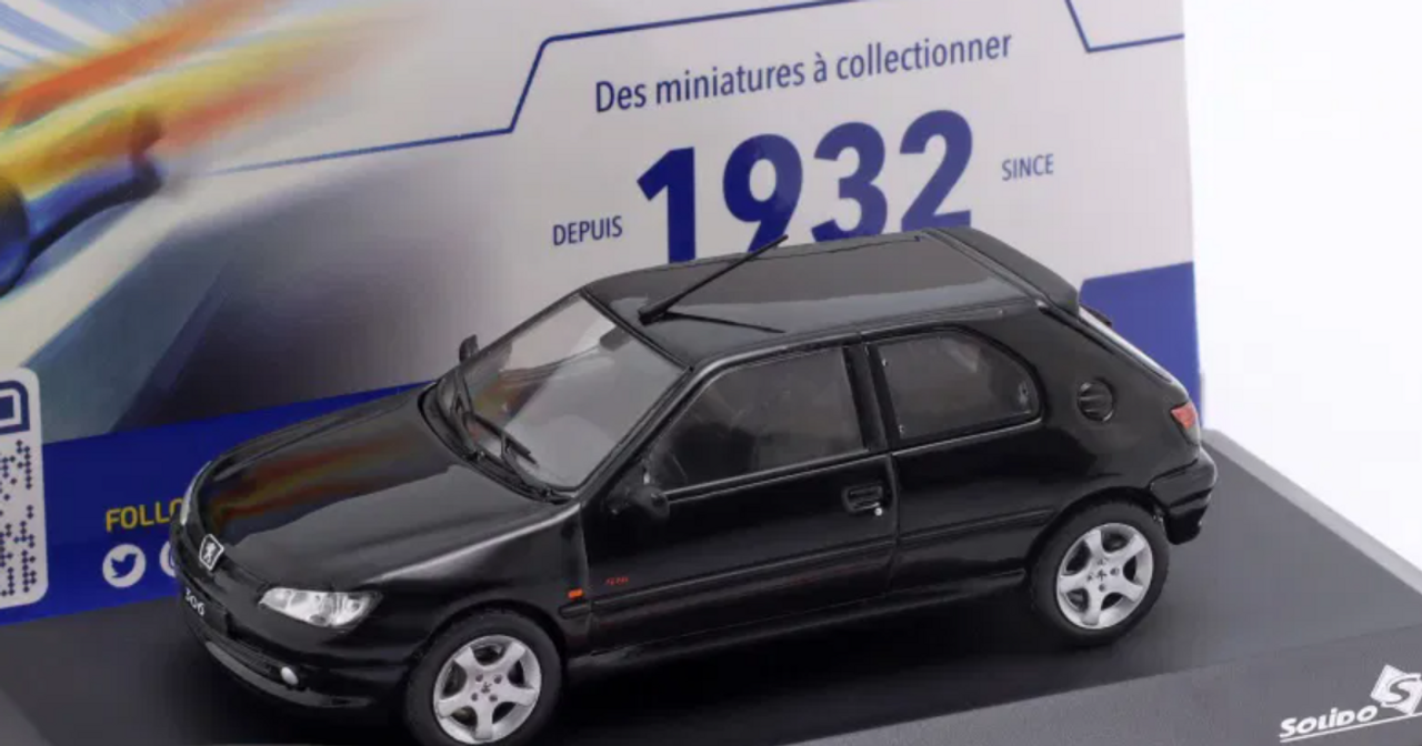 1/43 Solido 1994 Peugeot 306 S16 (Noir Onyx Black) Diecast Car Model