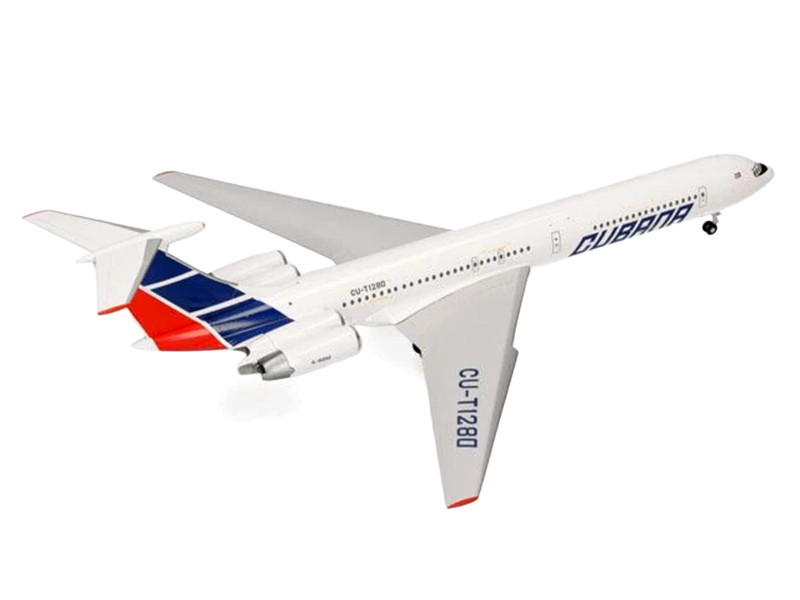 Ilyushin IL-62M Commercial Aircraft "Cubana de Aviacion" (T1280) White with Blue and Red Tail 1/200 Diecast Model Airplane by Herpa