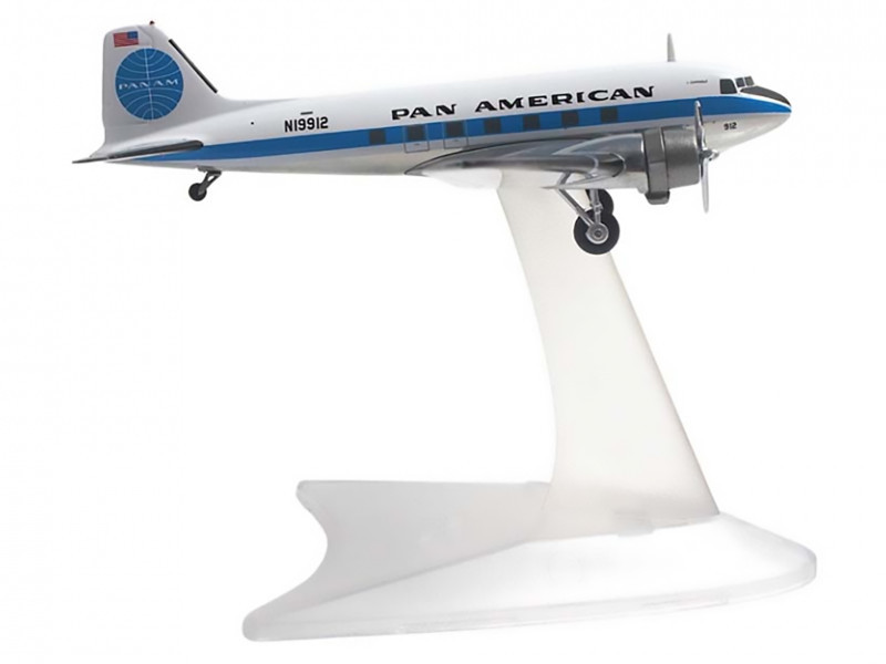 Douglas DC-3 Commercial Aircraft "Pan American World Airways" (N19912) White with Blue Stripes 1/200 Diecast Model Airplane by Herpa
