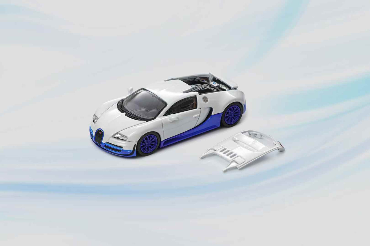 1/64 Mortal Bugatti Veyron (White & Blue) Diecast Car Model