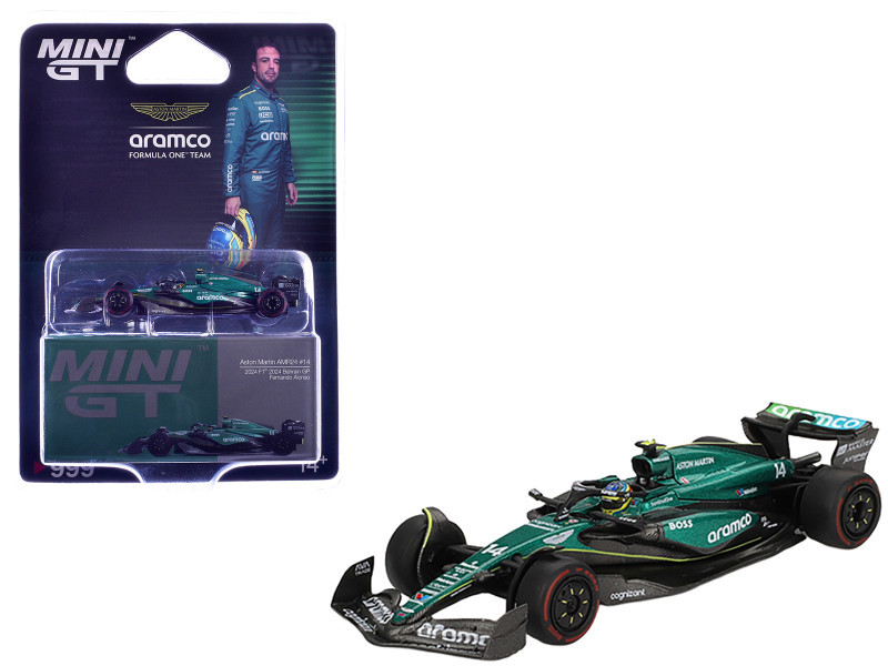 1/64 Mini GT 2024 Formula 1 Aston Martin AMR24 #14 Fernando Alonso 2024 F1 2024 Bahrain GP Diecast Car Model
