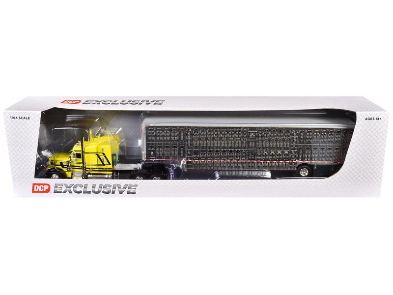 1/64 First Gear Peterbilt Model 379 with 63" Mid-Roof Sleeper & Wilson Silverstar Liverstock Trailer Harrison Trucking Diecast Car Model