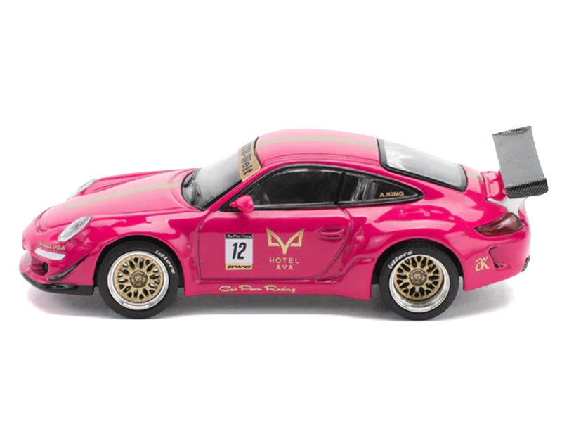 ユウ 1/64 Poprace Porsche 911 997 RWB #12 AVA (Pink) Diecast Car Model