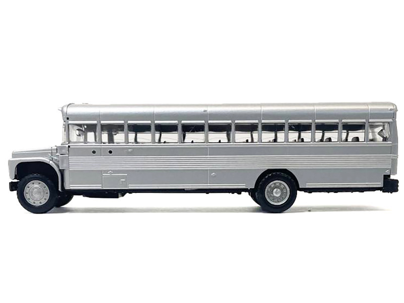 School Bus Silver Metallic 1/87 (HO) Plastic Model by Promotex