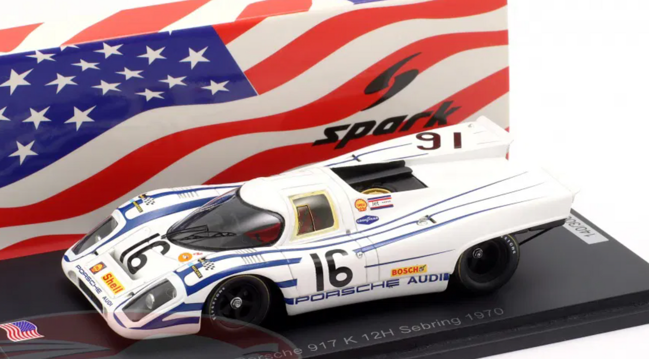 1/43 Spark Porsche 917 K No.16 12H Sebring 1970 V. Elford - K. Ahrens Jr. Car Model
