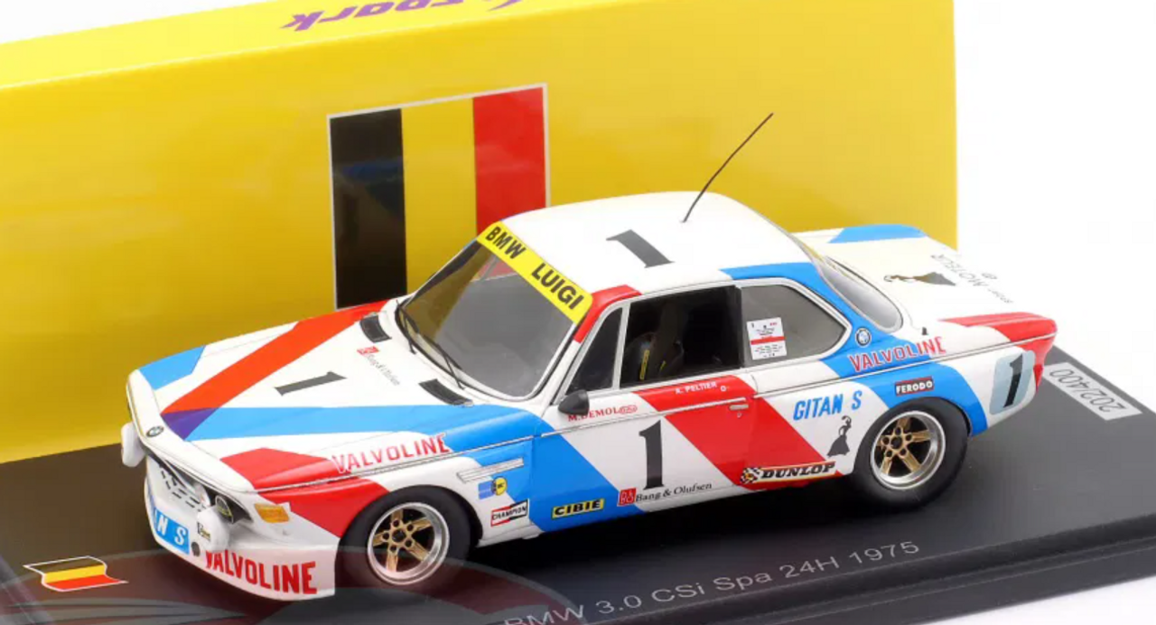 1/43 Spark BMW 3.0 CSi No.1 24H Spa 1975 A. Peltier - M. Demol Car Model