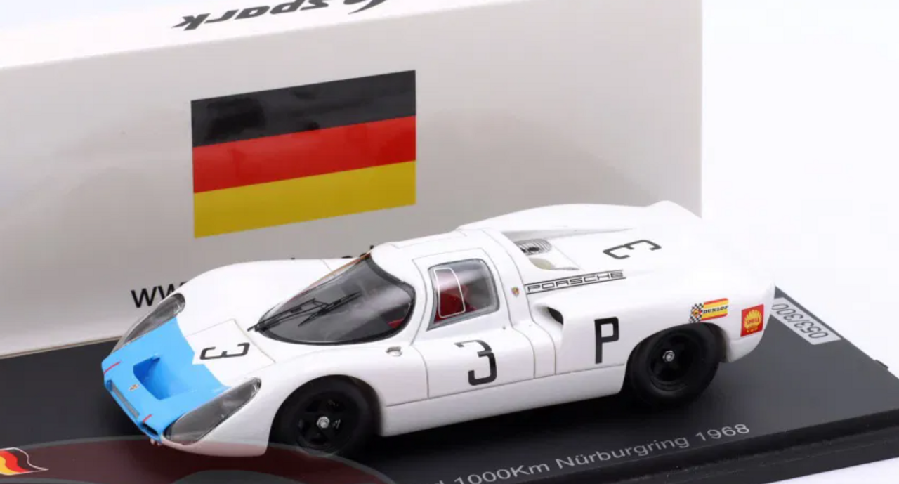 1/43 Spark Porsche 907 No.3 2nd 1000Km Nürburgring 1968 Hans Herrmann - Rolf Stommelen Car Model