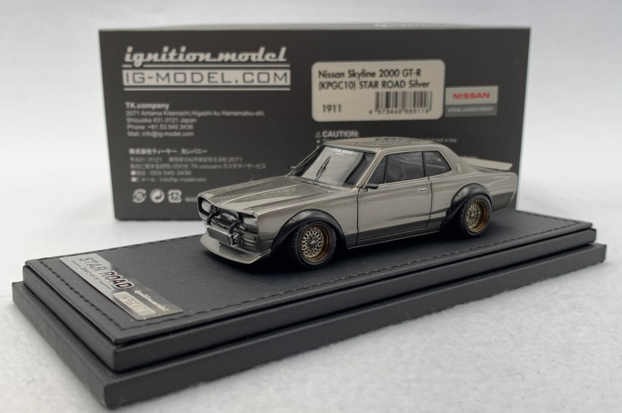 1/43 IG Ignition Model Nissan Skyline 2000 GT-R GTR (KPGC10) STAR ROAD  (Dark Silver) Car Model