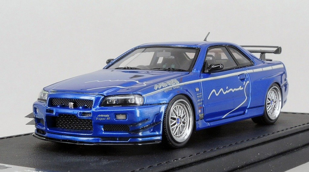 1/43 IG Ignition Model Nissan Skyline GT-R GTR Mine's (R34) (Bayside Blue)  Car Model