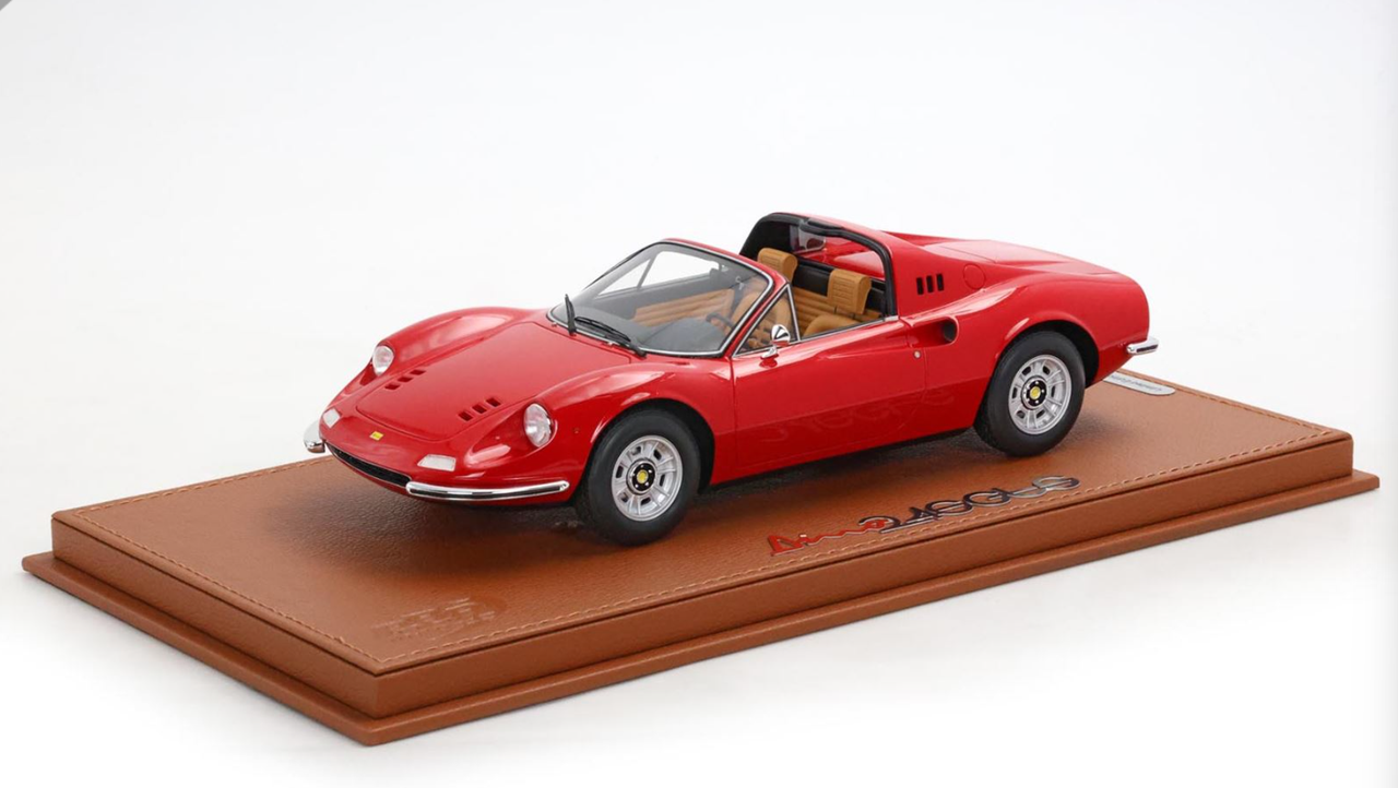 1/18 BBR 1972 Ferrari Dino 246 GTS (Rosso Corsa 322 with Beige interior) Car Model Limited 46 Pieces