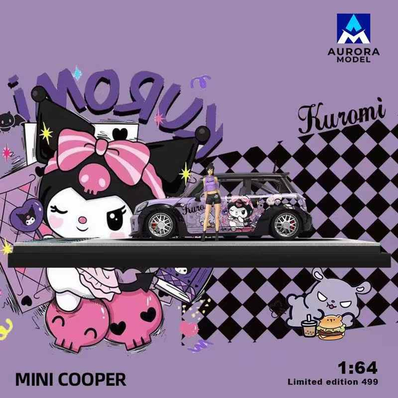 1/64 AM Aurora Model Mini Cooper (Kuromi Hello Kitty