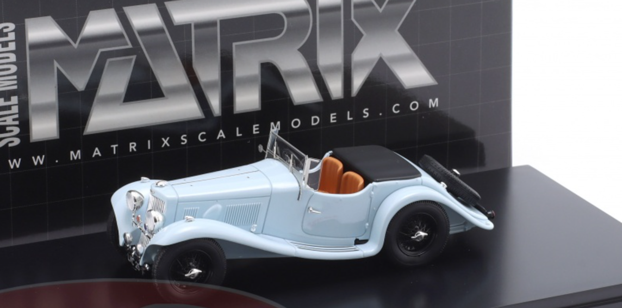 1/43 Matrix 1938 Aston Martin 15-98 2/4 Passenger (Light Blue Grey) Car Model