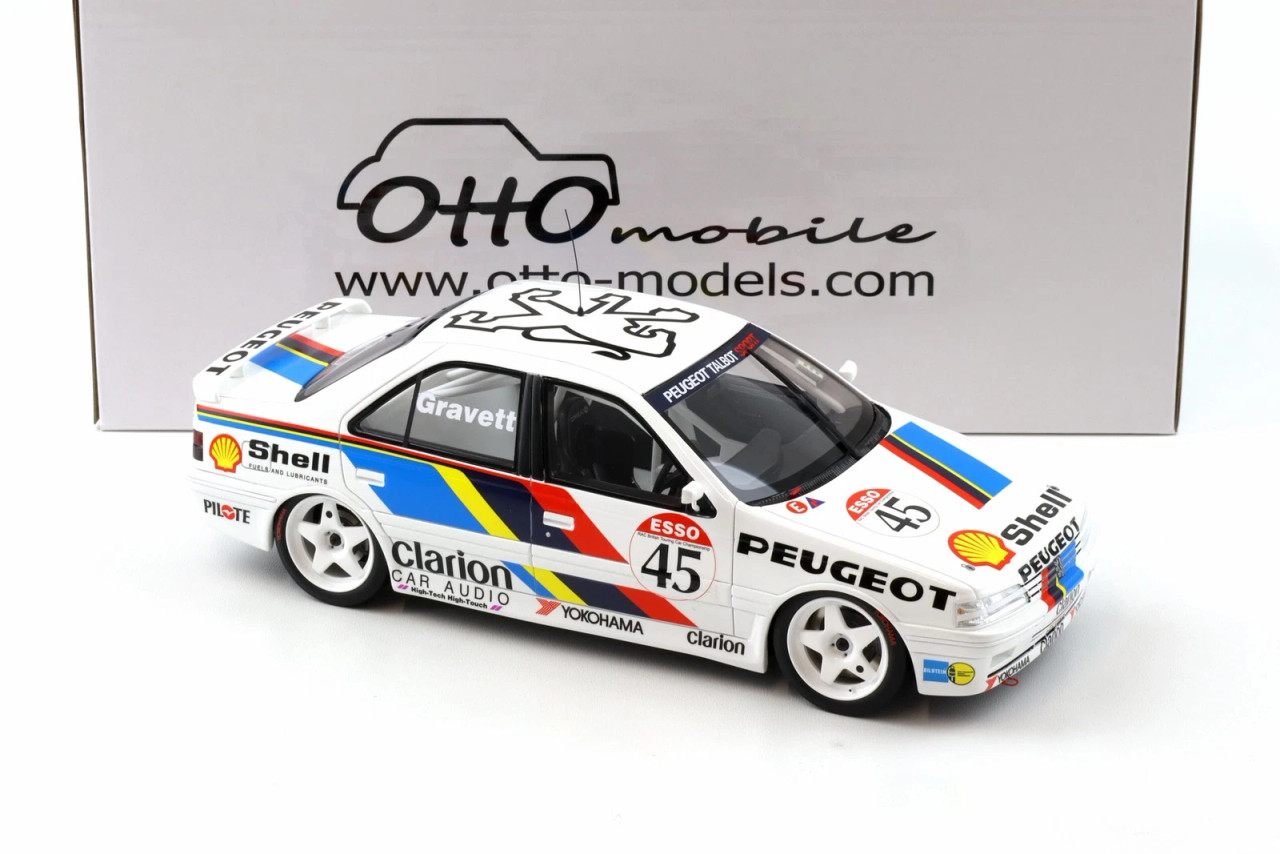 1/18 OTTO 1992 Peugeot 405 MI16 BTCC #45 R. Gravett Car Model