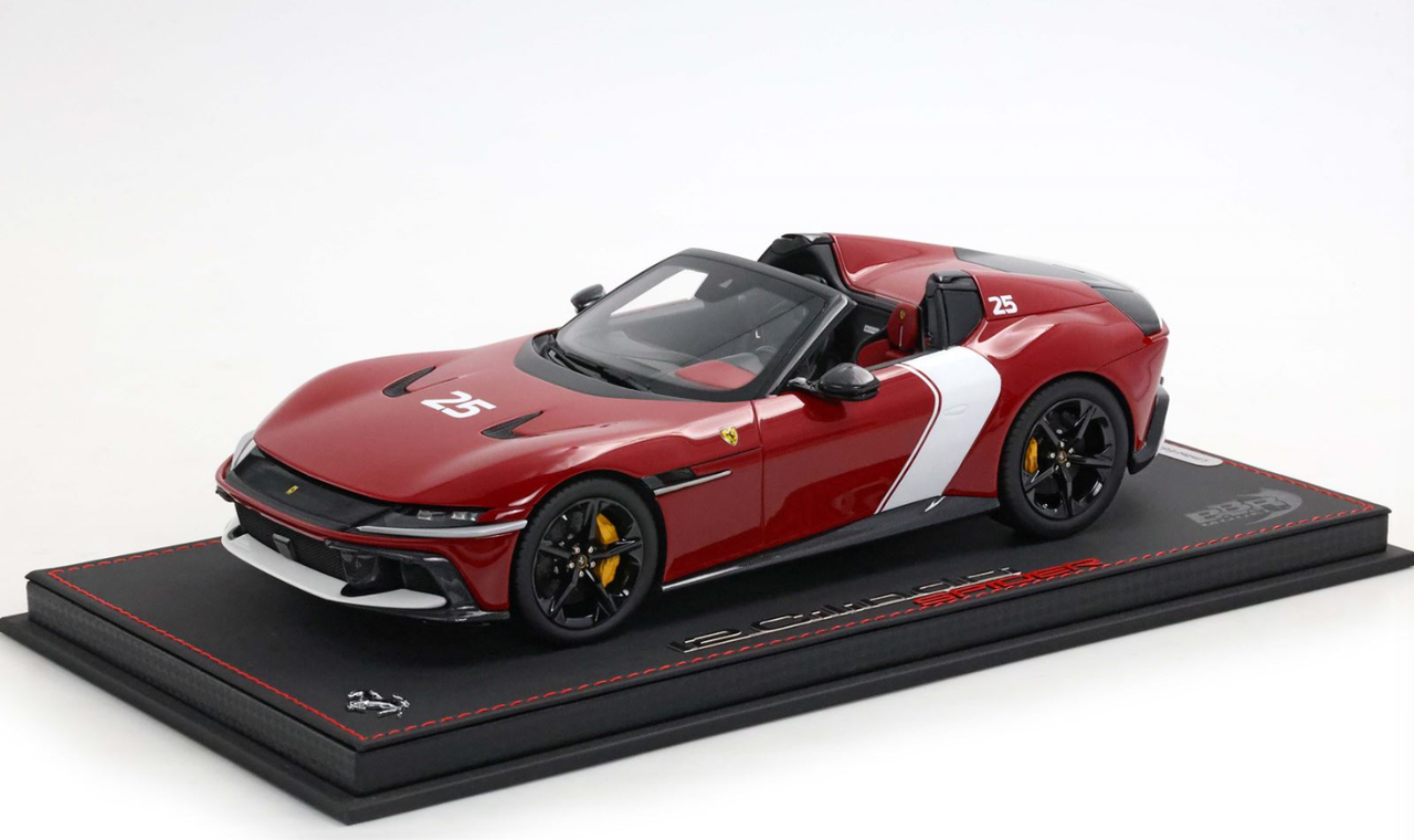 1/18 BBR Ferrari 12 Cilindri Spider (Rosso Gloss Red Racing 2025) Car Model