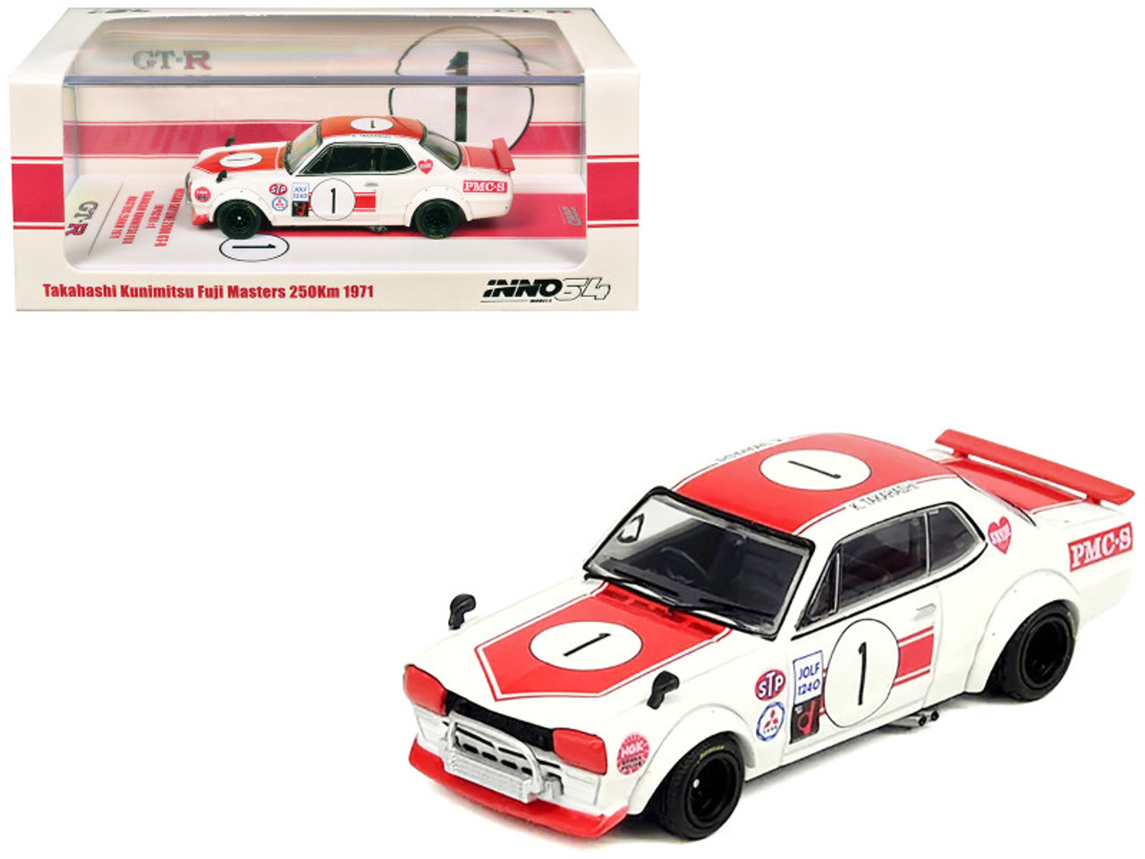 1/64 Inno 1971 Nissan Skyline 2000 GT-R KPGC10 #1 Takahashi Kunimitsu Fuji Masters 250KM Diecast Car Model