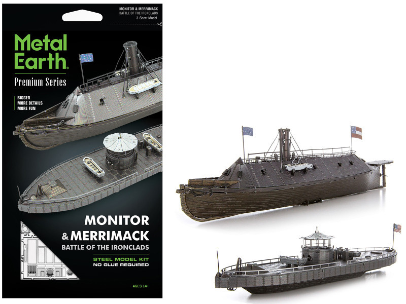 Model Kit USS Monitor and USS Merrimack Ironclad Warships 