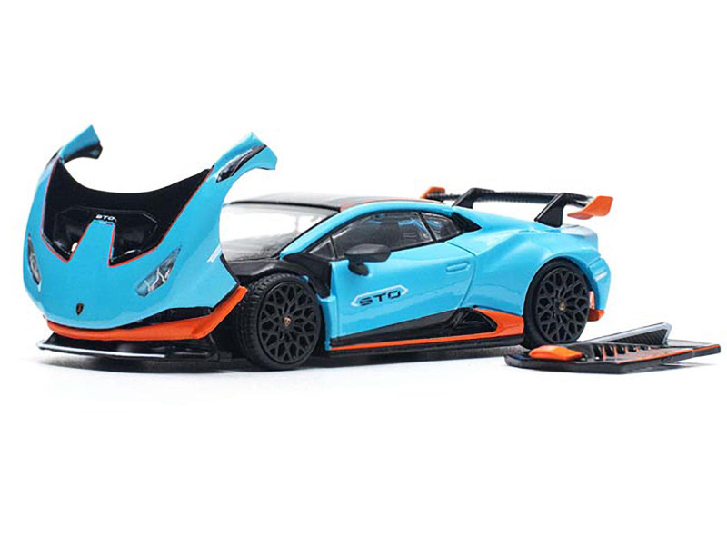 とーい Lamborghini Huracan STO Blue with Black Top and Orange Accents 1