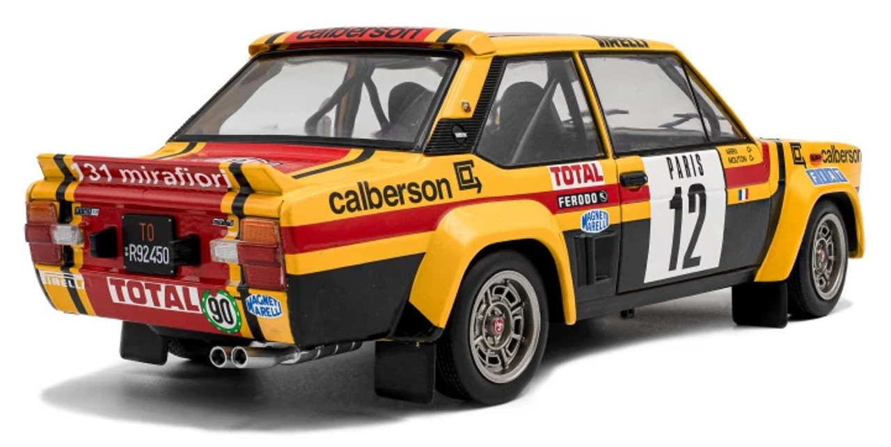 1/18 Solido 1980 Fiat 131 Abarth Yellow #12 M.Mouton, Annie Rallye De Monte Carlo Diecast Car Model