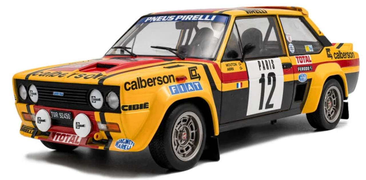1/18 Solido 1980 Fiat 131 Abarth Yellow #12 M.Mouton, Annie Rallye De Monte Carlo Diecast Car Model