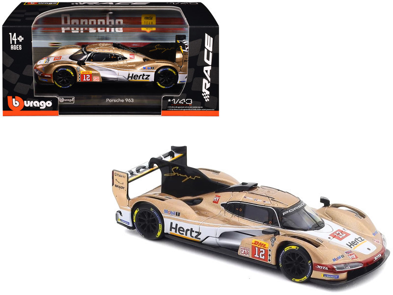1/43 BBurago 2024 Porsche 963 #12 Hertz Team Jota FIA WEC Hertz Team Jota Callum Ilott, Will Stevens Car Model