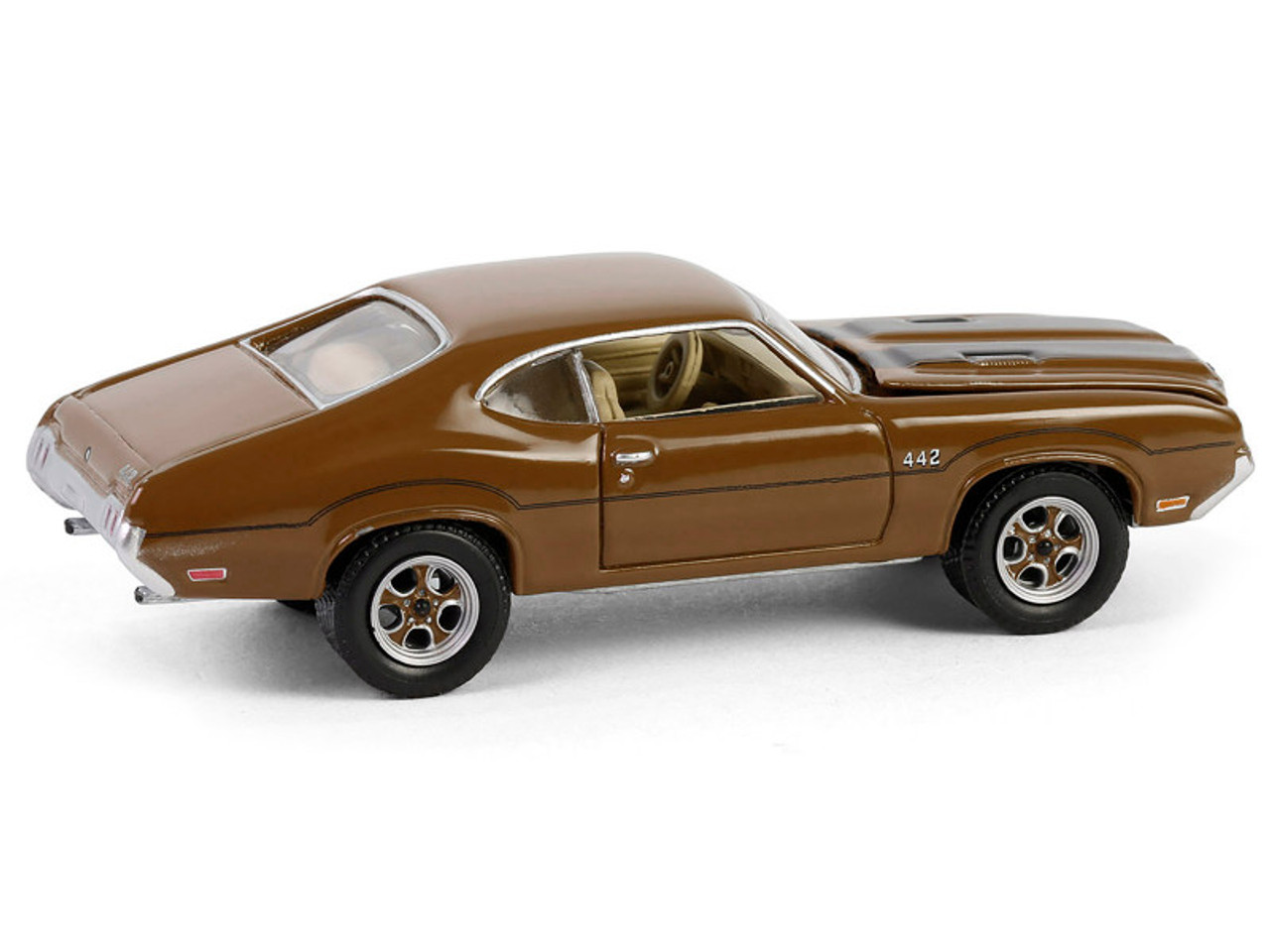 1972 Oldsmobile 442 Brown with Black Stripes "The Complete Escape Machine" "Vintage Ad Cars" Series 11 1/64 Diecast Model Car by Greenlight