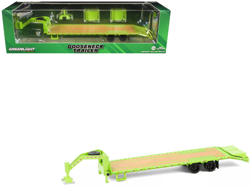 Gooseneck Trailer Lime Green with Red and White Conspicuity