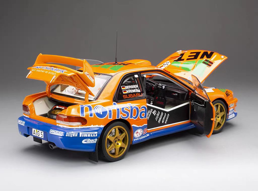 1/18 Sunstar 1999 Subaru Impreza S5 WRC '97 #1 A.Kremer, F.Berßen Winner ADAC Rallye Deutschland 1999 Diecast Car Model