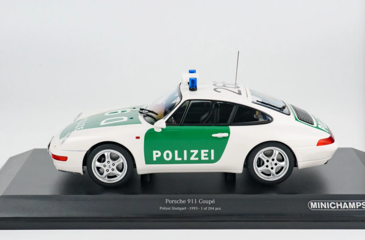 1/18 Minichamps 1993 Porsche 911 (993) Coupe Police Stuttgart (Green & White) Diecast Car Model
